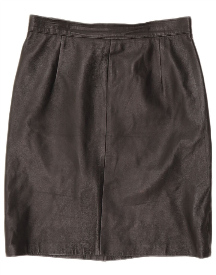 Vintage Damen Lederrock IT 46 Groß W32 Schwarzes Leder