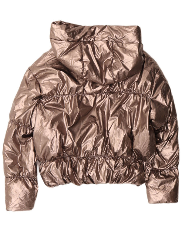 Carrera Womens Crop Hooded Wattierte Jacke UK 14 Medium Gold Polyester