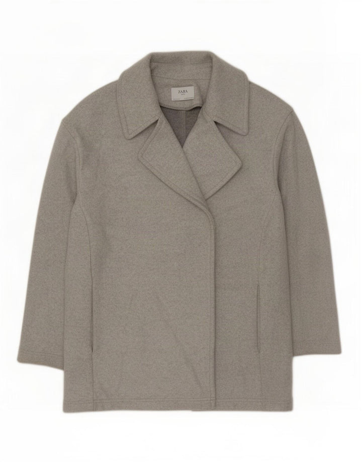 Zara Damen Mantel UK 14 Mittelgraues Polyester