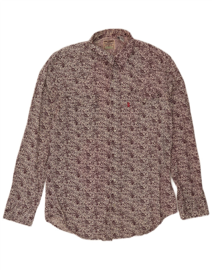 Levi's Herren-Hemd aus mittlerer burgunderroter Baumwolle mit Blumenmuster