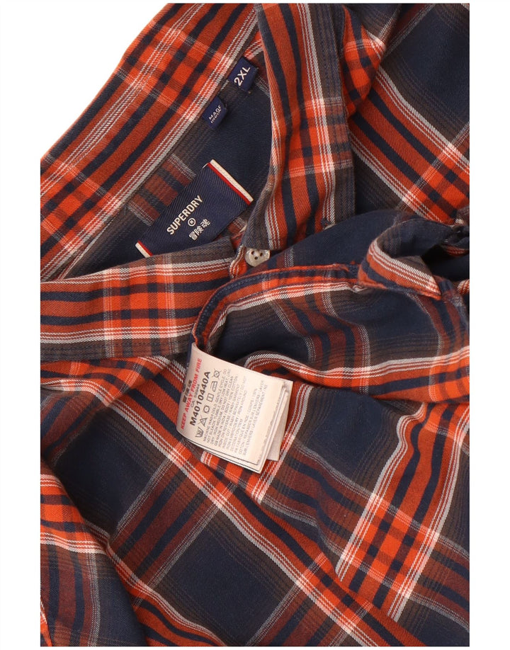 Superdry Herren Flanellhemd 2XL Marineblau kariert Baumwolle
