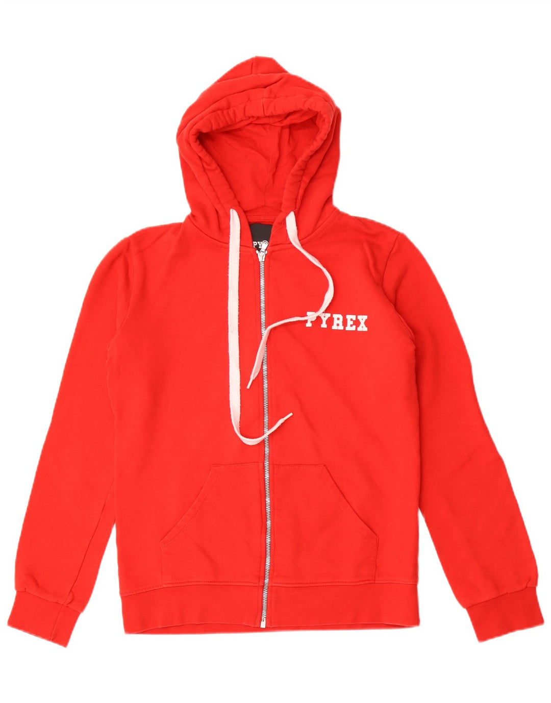 Pyrex Womens Graphic Zip Hoodie Sweater UK 14 Mittelrote Baumwolle