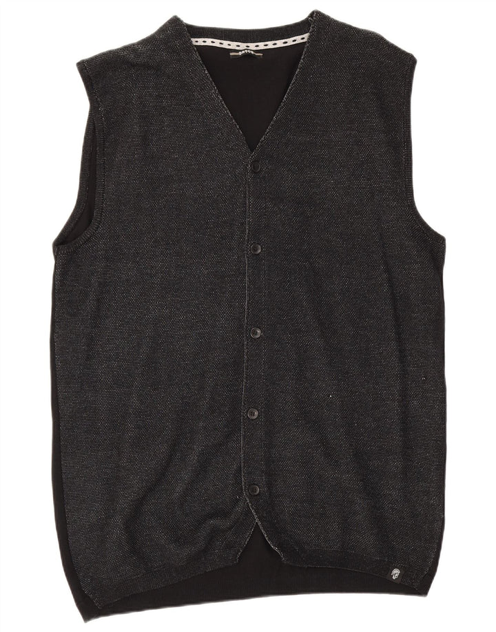 Datch Herren-Cardigan, ärmellos, 3XL, schwarze Viskose
