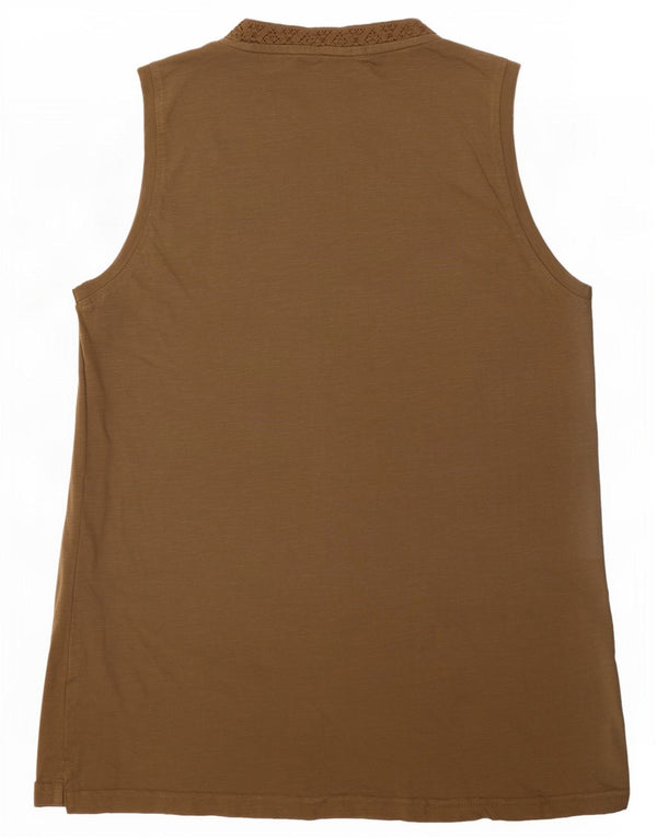Weird Fish Damen Weste Top UK 14 Medium Khaki Baumwolle
