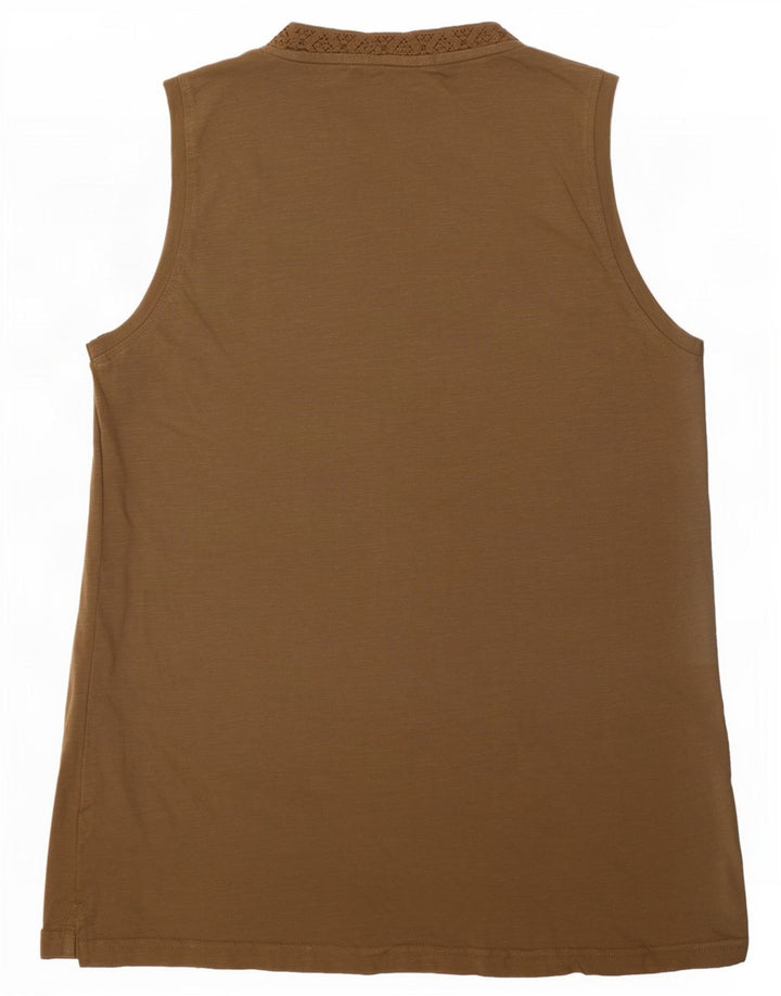 Weird Fish Damen Weste Top UK 14 Medium Khaki Baumwolle