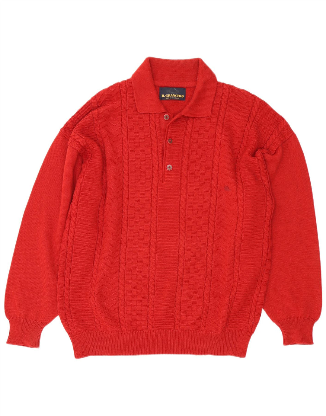 Il Granchio Herren-Pullover mit Polokragen, große rote Wolle