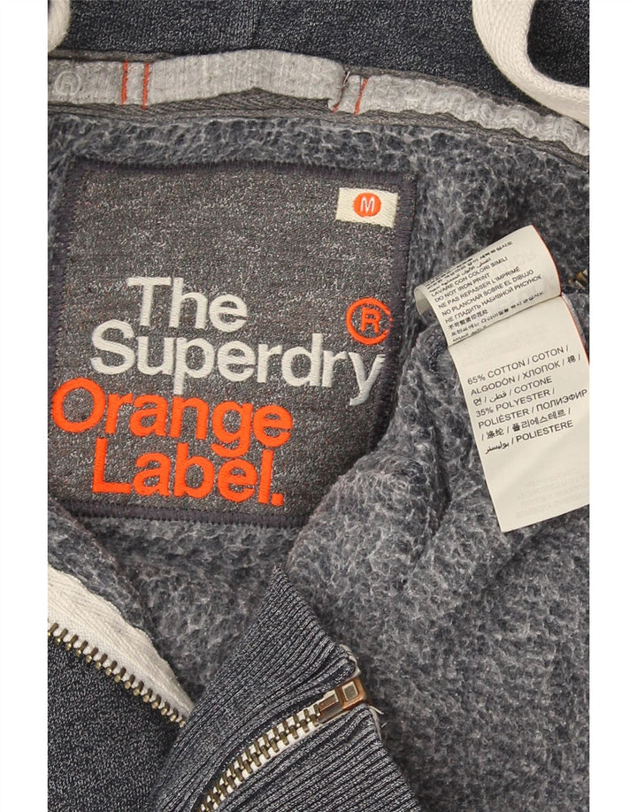 Superdry Herren-Kapuzenpullover mit Reißverschluss aus mittelgrauer Baumwolle