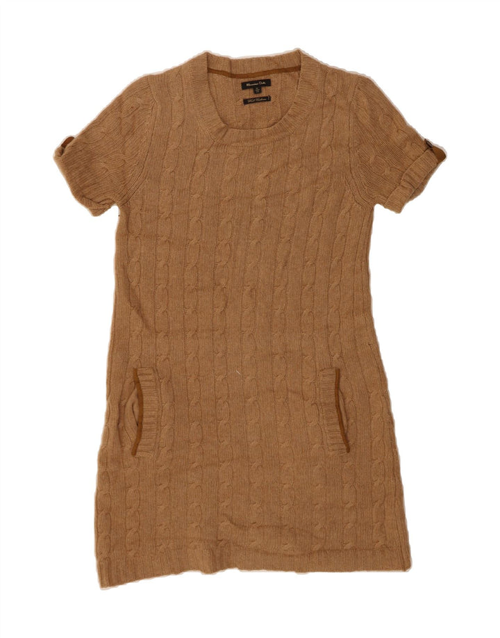 MASSIMO DUTTI Womens Short Sleeves Jumper Dress UK 12 Medium Brown Vintage Massimo Dutti and Second-Hand Massimo Dutti from Messina Hembry 