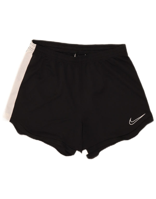 Nike Damen Dri Fit Sport Shorts UK 12 Mittelschwarzes Colourblock-Polyester
