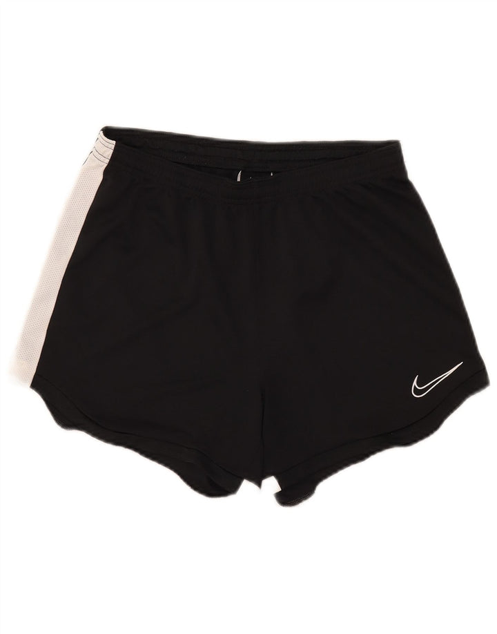 Nike Damen Dri Fit Sport Shorts UK 12 Mittelschwarzes Colourblock-Polyester