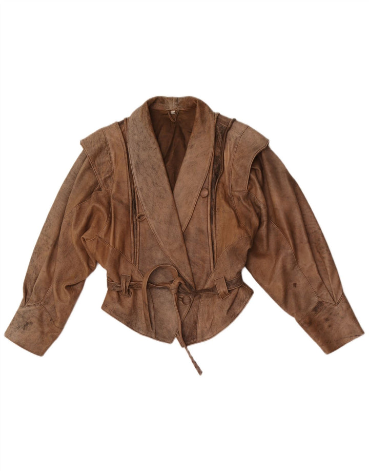 Vintage Damen Übergroße Lederjacke IT 40 Kleines braunes Leder