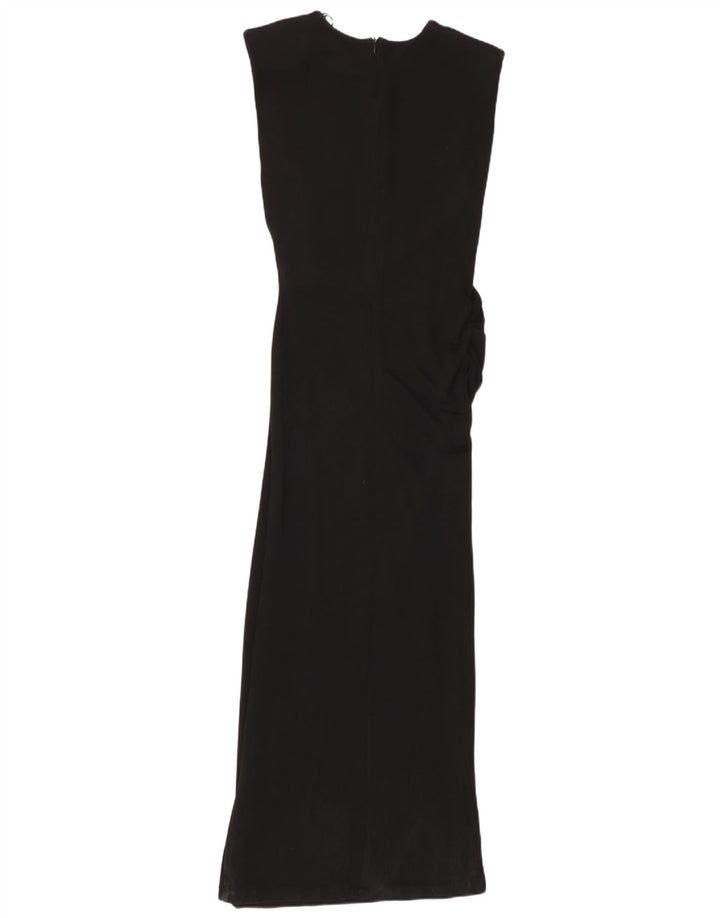 Zara Damen Ärmelloses Maxikleid UK 12 Mittelschwarze Viskose