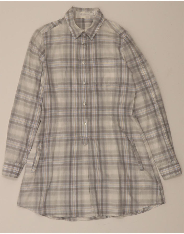 NORTH SAILS Womens Pullover Shirt Dress UK 10 Small Grey Plaid Cotton Vintage North Sails and Second-Hand North Sails from Messina Hembry 