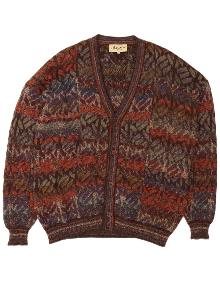 Intiwara Herren-Strickjacke, groß, mehrfarbig, geometrisch, Alpakawolle
