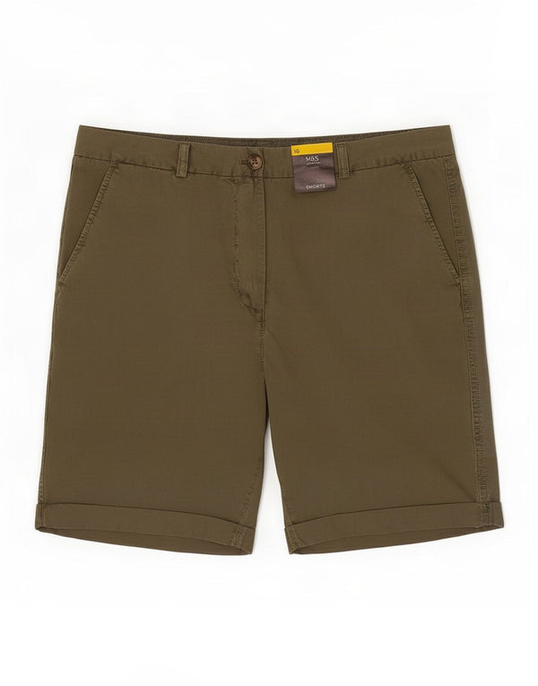 Marks & Spencer Damen Chinoshorts UK 16 Large W34 Khaki Baumwolle