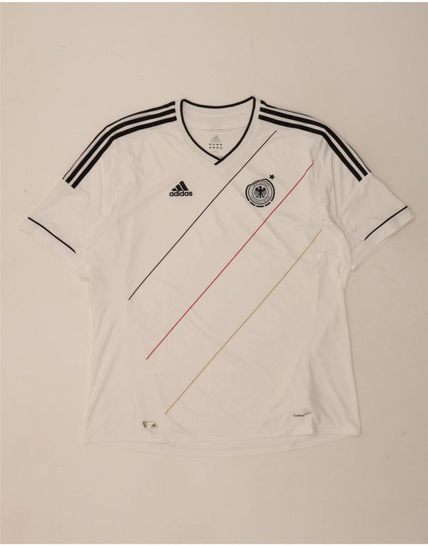 Adidas Herren Deutscher Fußball Bund T-Shirt Top 2XL Weiß gestreift Polyester