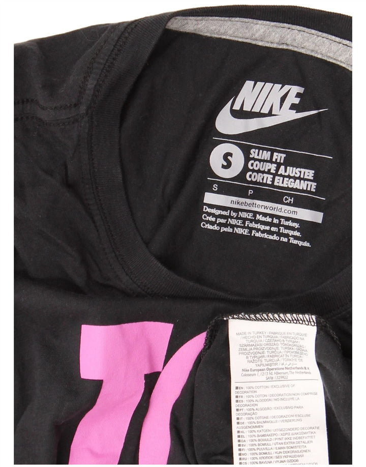 Nike Damen Slim Fit Graphic T-Shirt Top UK 10 Small Schwarz Baumwolle