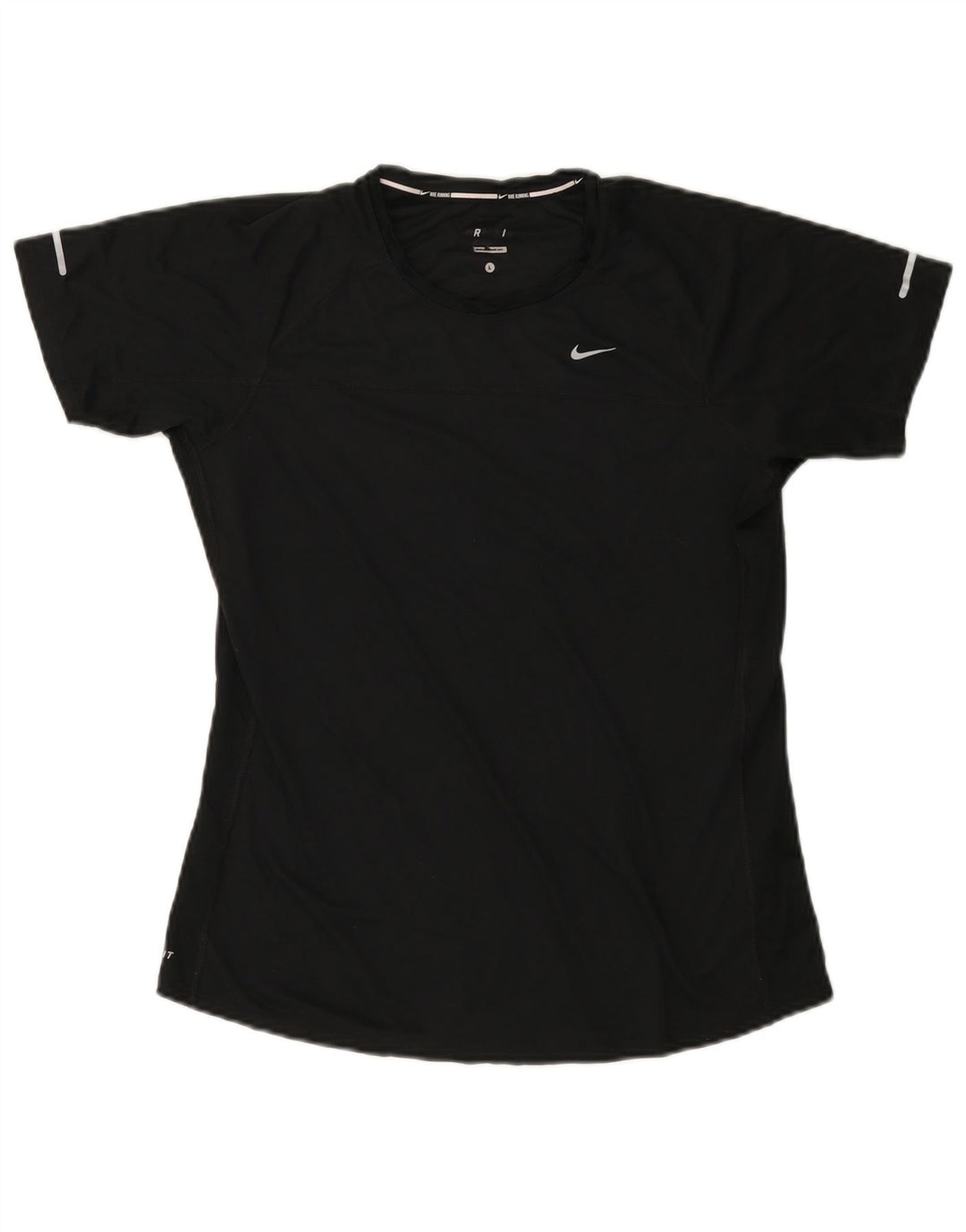 NIKE Damen Dri Fit T-Shirt Top UK 14 Large Schwarz