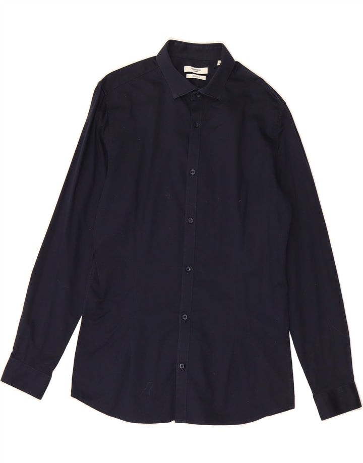 JACK & JONES Mens Shirt Medium Navy Blue Cotton Vintage Jack & Jones and Second-Hand Jack & Jones from Messina Hembry 