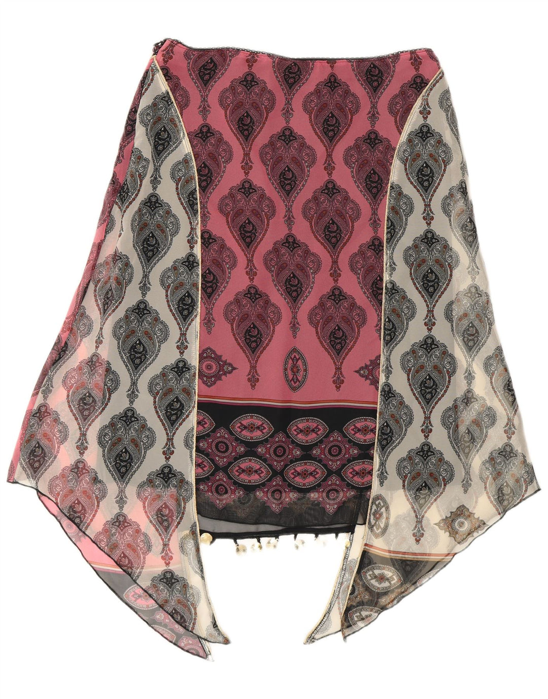 Kookai Damen Asymmetrischer Rock EU 38 Medium W28 Rosa Paisley Polyester