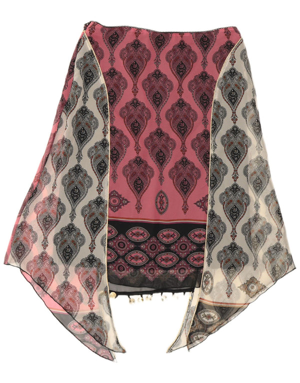 Kookai Damen Asymmetrischer Rock EU 38 Medium W28 Rosa Paisley Polyester