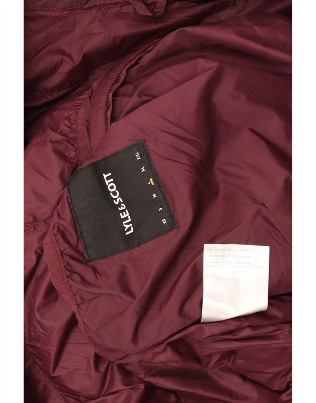 Lyle & Scott Wattierte Herrenjacke mit Kapuze, UK 40, Größe L, kastanienbraunes Nylon
