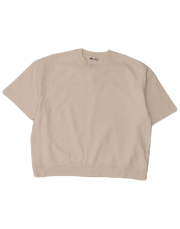 Übergroßes T-Shirt-Oberteil für Herren von Zara aus mittelweißer Baumwolle