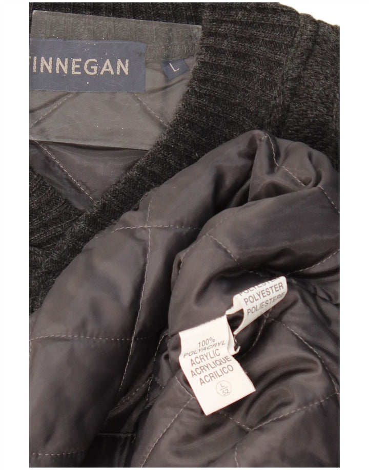 FINNEGAN Herren-Strickjacke, groß, grau, geometrisch, Acryl