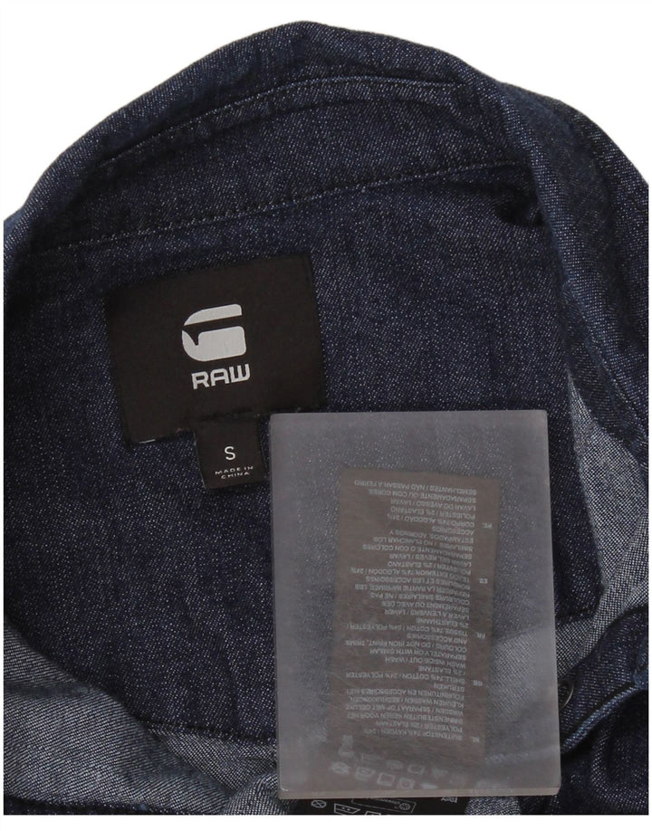 G-Star Denim-Hemdbluse mit Rüschen vorne für Damen, Größe S, Marineblau, Baumwolle, UK 10