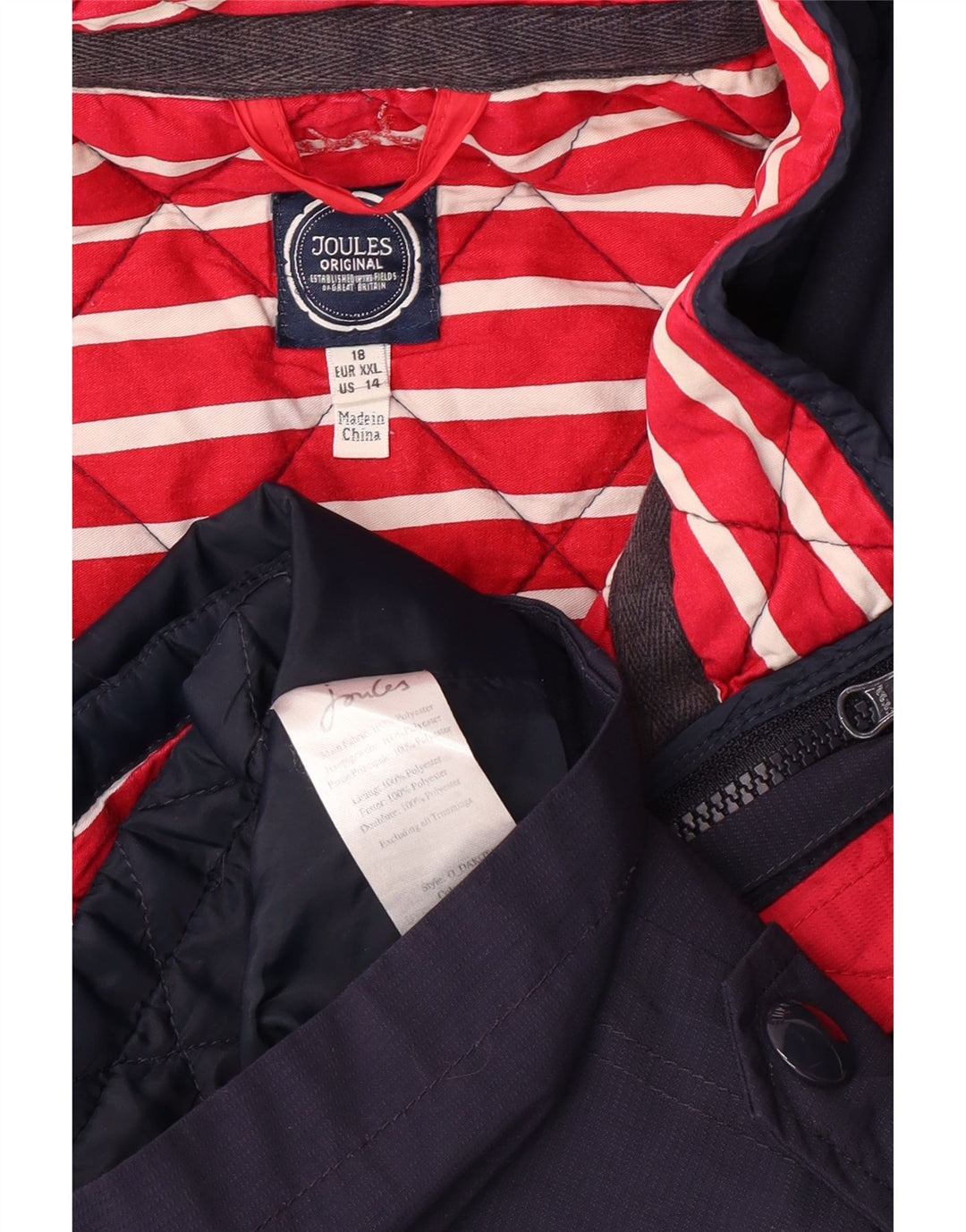 JOULES Damen Windjacke mit Kapuze UK 18 XL Marineblau gestreift