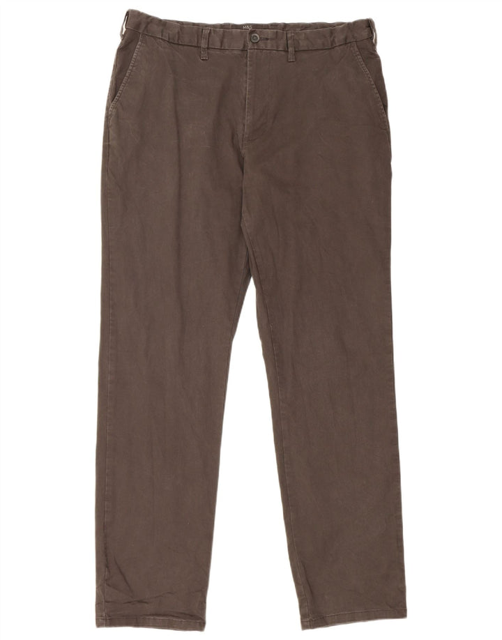 Marks & Spencer Herren-Chinohose mit normaler Passform, W36 L33, graue Baumwolle