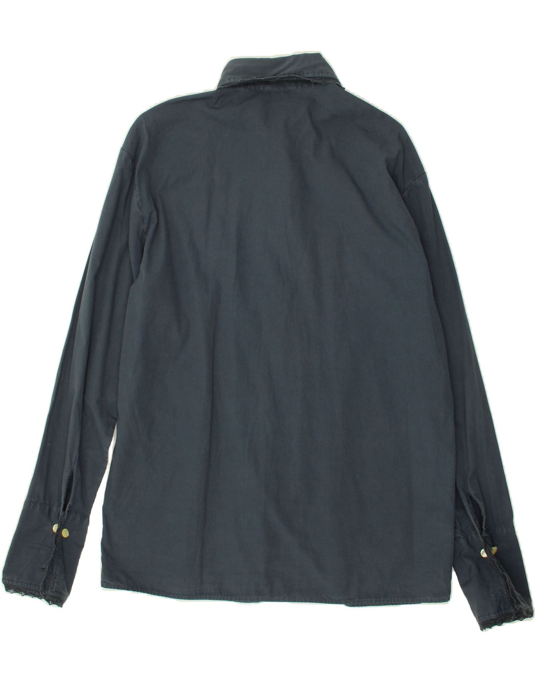 STEFANEL Womens Formal Shirt UK 16 Large Navy Blue Cotton Vintage Stefanel and Second-Hand Stefanel from Messina Hembry 