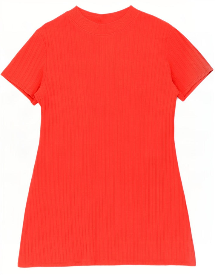 Zara Damen A-Linien-Kleid UK 14 Mittelrot