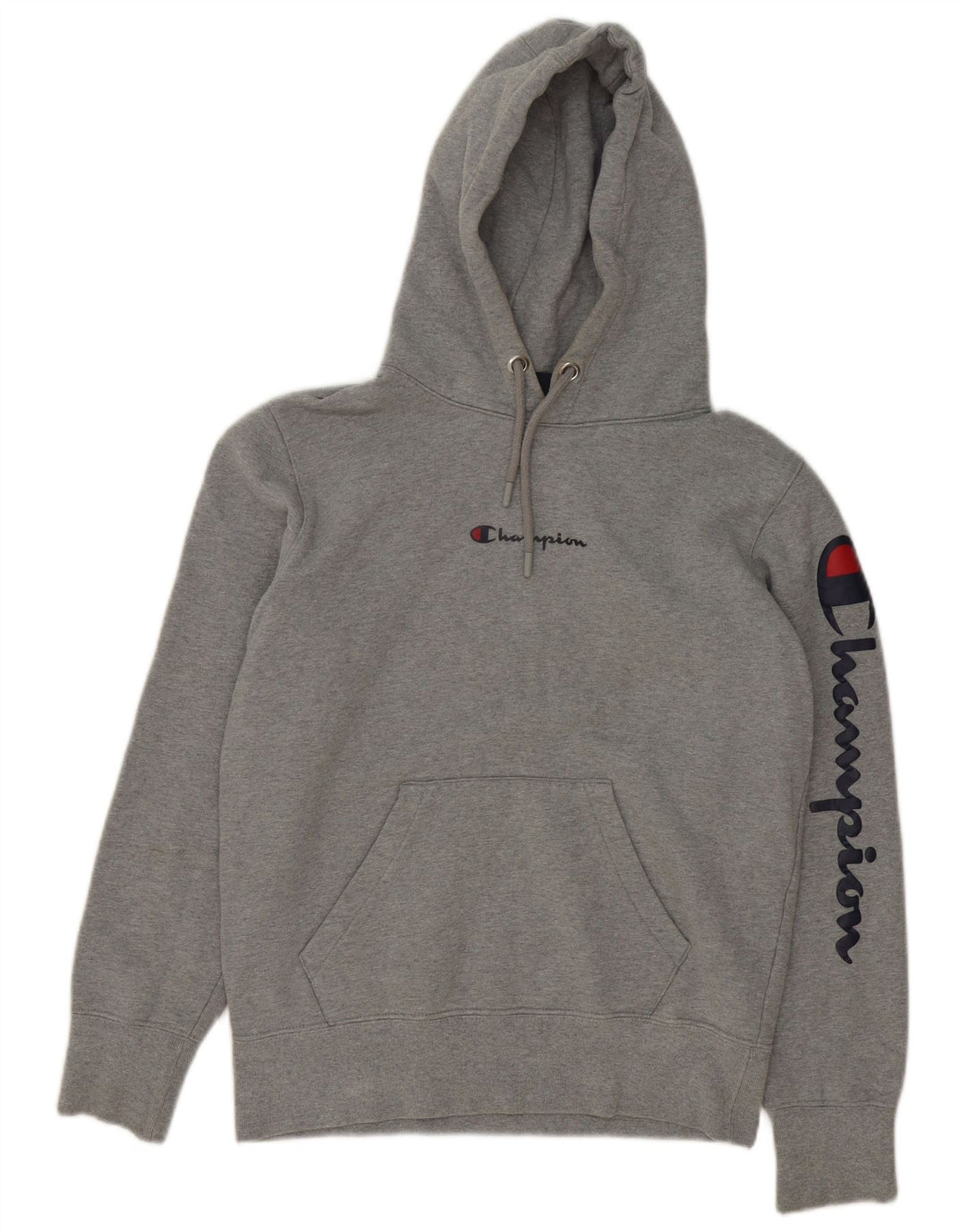 CHAMPION Mens Graphic Hoodie Jumper Small Grey Cotton