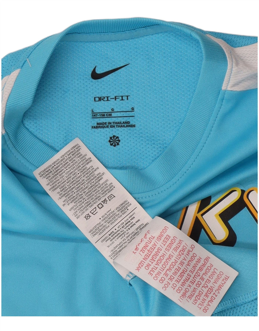 Nike Grafik-T-Shirt für Jungen, 12–13 Jahre, groß, blaues Farbblock-Polyester