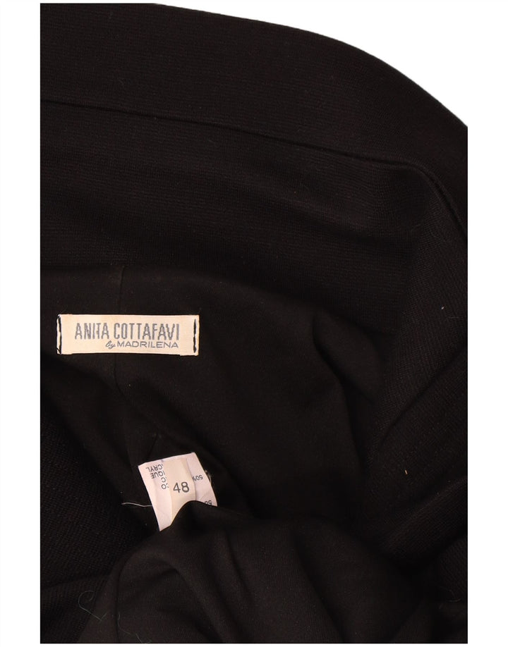 Vintage Damen 1 Knopf Blazer Jacke IT 48 XL Schwarze Wolle