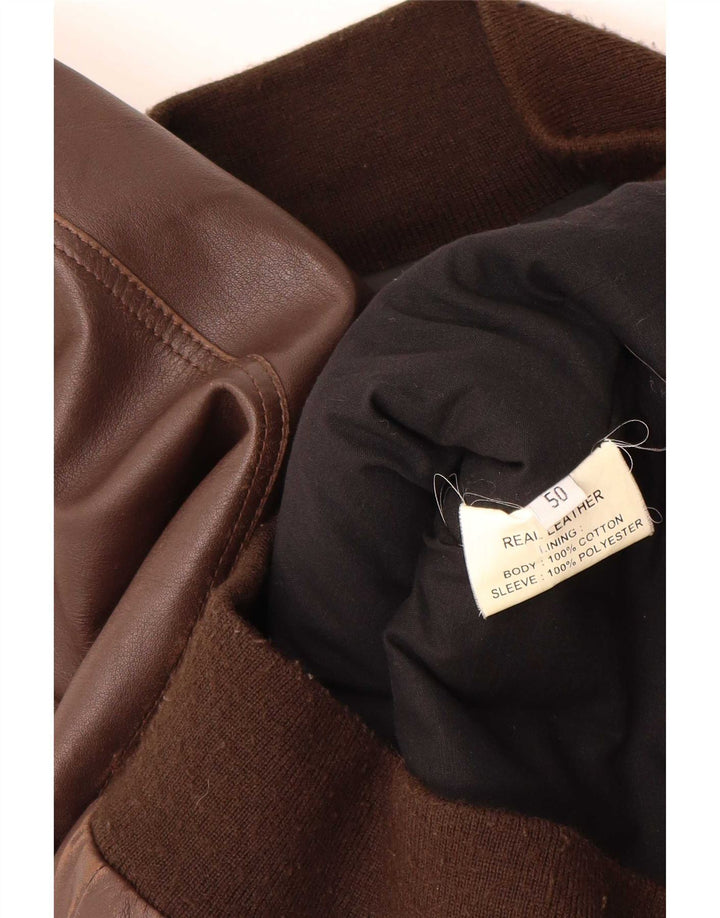 Vintage Herren Militärlederjacke IT 50 Großes braunes Leder