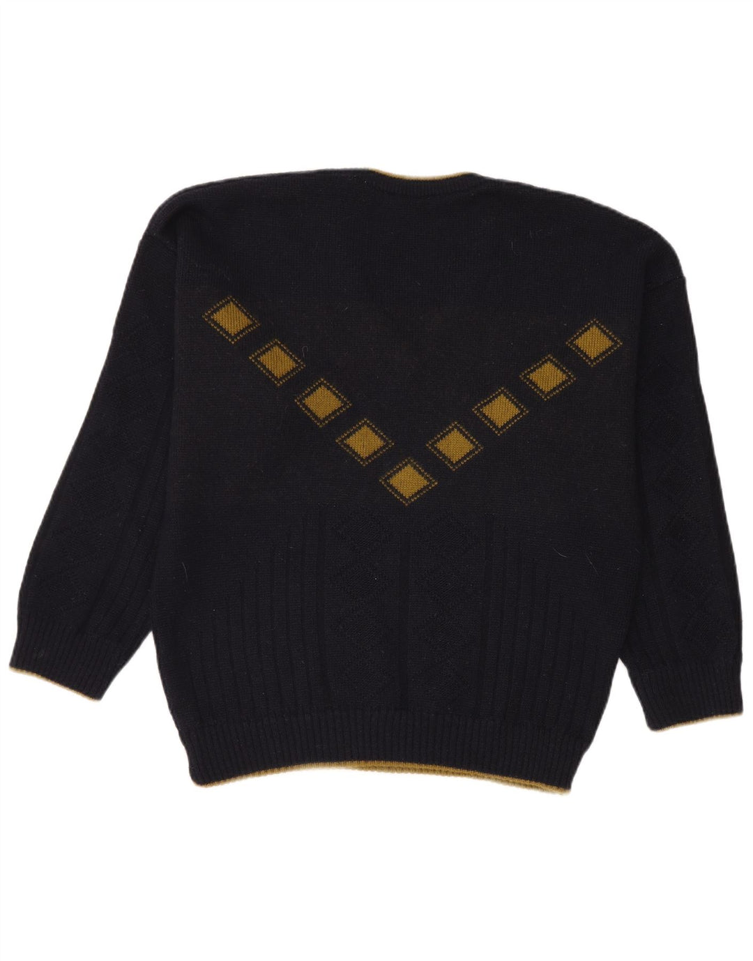 Cabrini Herren-Pullover mit V-Ausschnitt, groß, marineblau, Argyle-/Diamant-Wolle