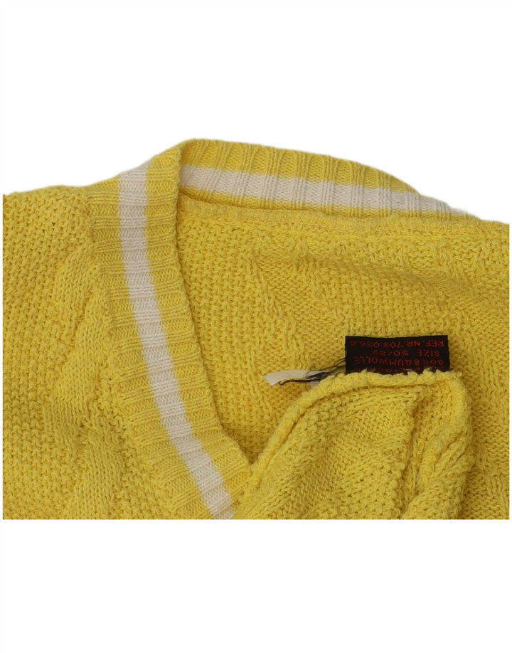 Vintage Herren Pullover mit V-Ausschnitt IT 50/52 Mittelgelbes Polyacryl