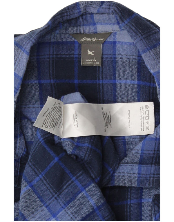 Eddie Bauer Damen Flanellhemd UK 16 Large Marineblau kariert Baumwolle