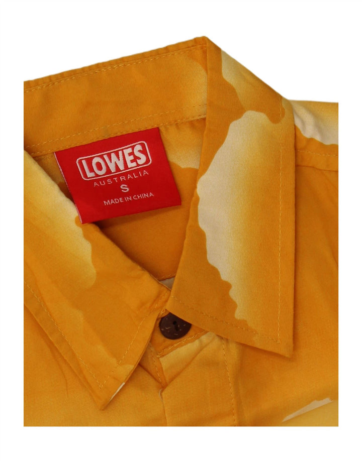 LOWES Mens Short Sleeve Shirt Small Yellow Polyester Hawaiian