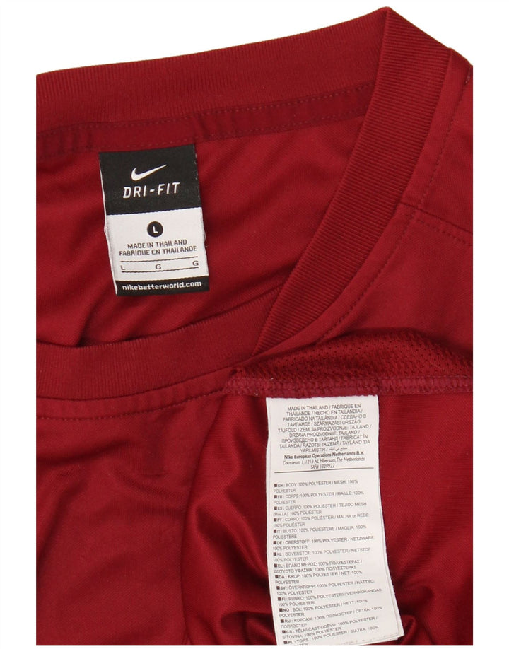 Nike Herren Dri Fit T-Shirt Top Large Maroon Polyester