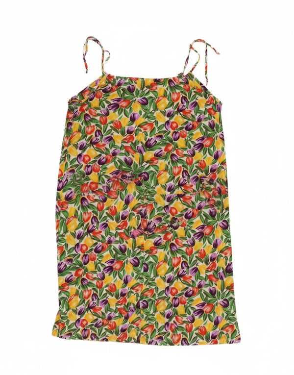 Vintage Damen Sonnenkleid UK 18 XL Bunt geblümt