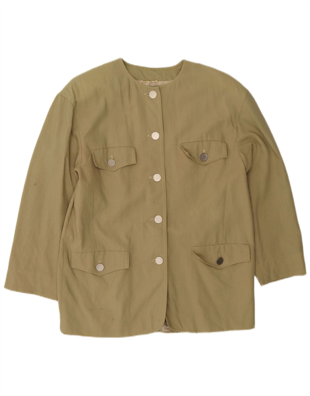 Marella Damen-Blazer mit 5 Knöpfen, übergroß, UK 10, kleine Khaki-Wolle