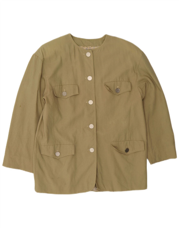 Marella Damen-Blazer mit 5 Knöpfen, übergroß, UK 10, kleine Khaki-Wolle