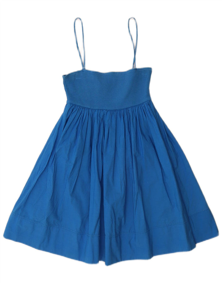 Zara Damen Sommerkleid UK 8 Small Blaue Baumwolle