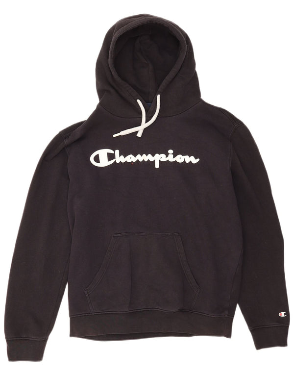 Champion Womens Graphic Oversized Hoodie Pullover UK 16 Large Schwarze Baumwolle