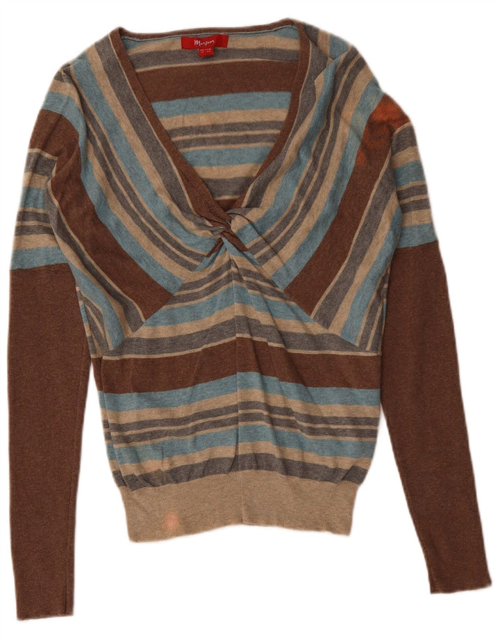 MONSOON Damen-Pullover mit V-Ausschnitt, Gr. 12, mittelgroß, mehrfarbig, gestreift