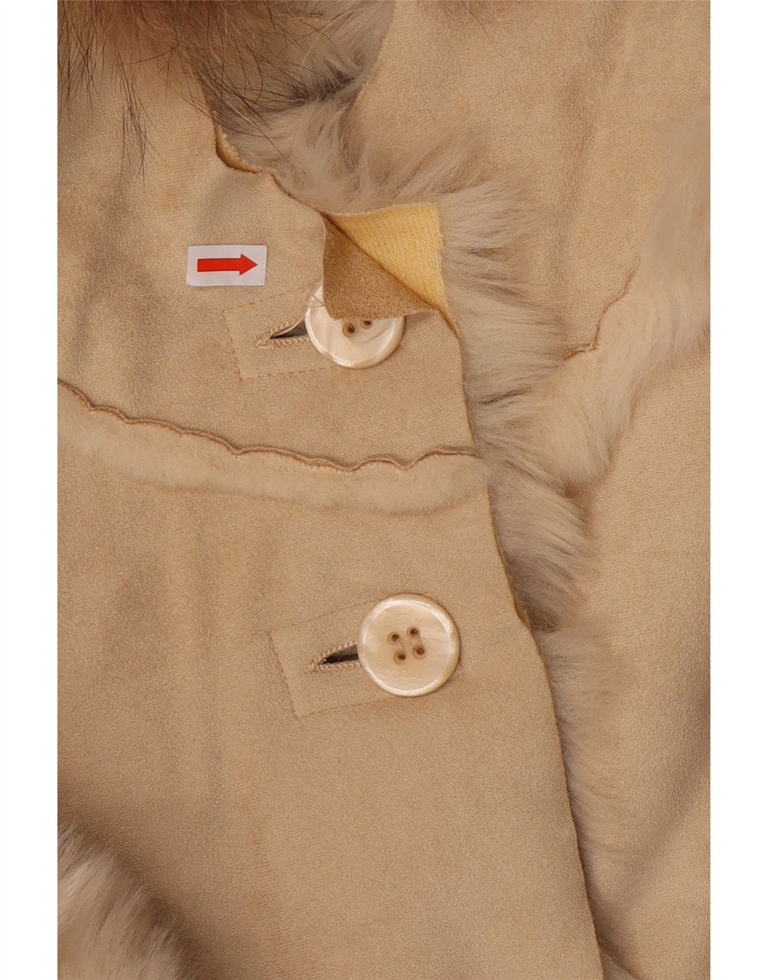 VINTAGE Sherpa-Mantel mit Kapuze für Damen, UK 14, Mittelbeige, Acryl