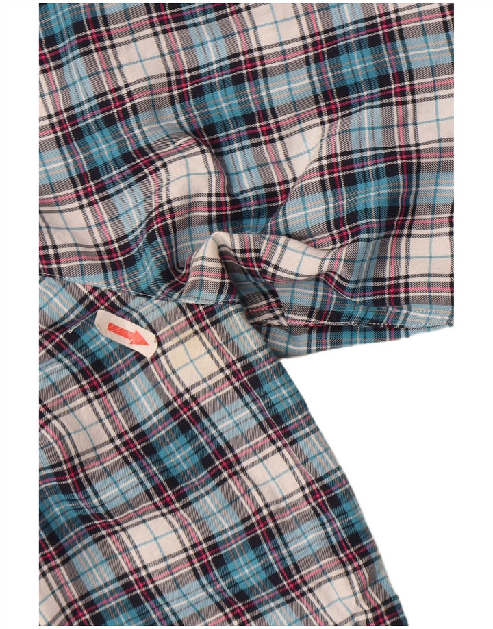 Tommy Hilfiger Damen-Hemdbluse mit Rüschen vorne, US 6, mittelblau kariert